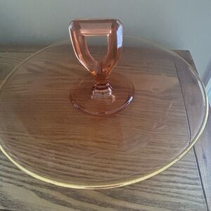 MCM Dessert Tray W/ Handle Gold Trim Floral Etched Vintage